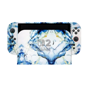 Blue Gold Marble Nintendo Switch Skin Wrap