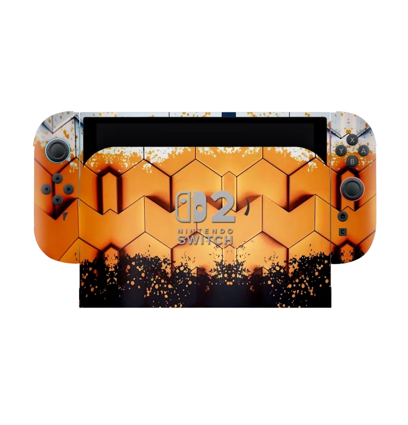Golden Honeycomb Geometric Skin For Nintendo Switch 2