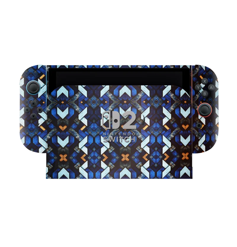 Blue Geometric Mosaic Skins for Nintendo Switch 2