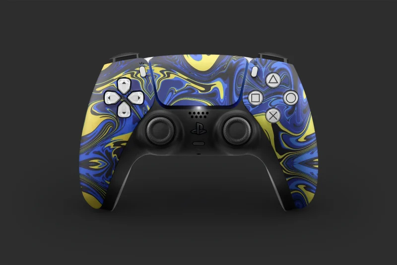 Blue Gold Marble Swirl | Ps5 Controller Skins - Image 2