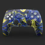 Blue Gold Marble Swirl Ps5 Controller Skins