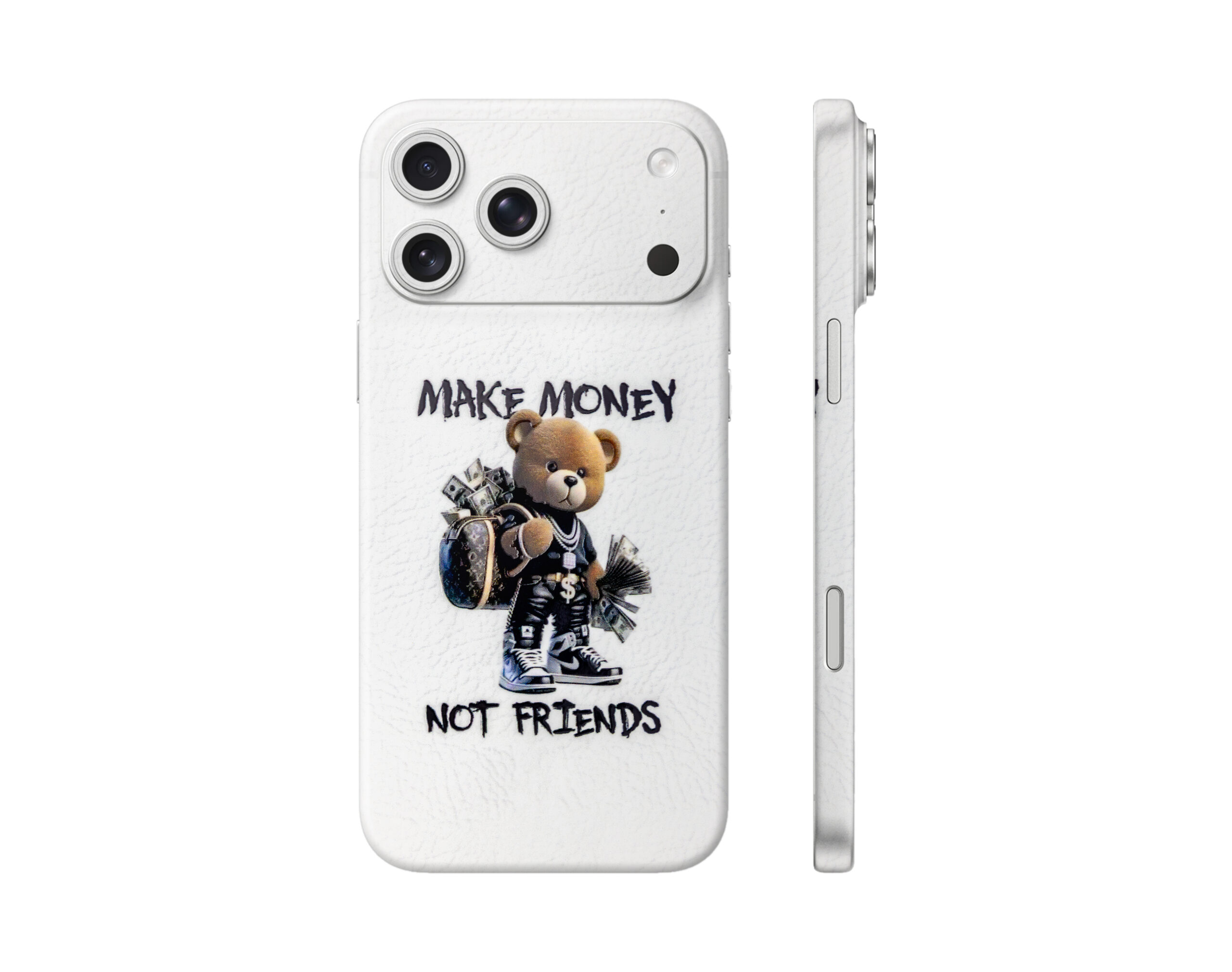 bearboy Make Money Not Friends Teddy Bear iPhone Skins - Image 1