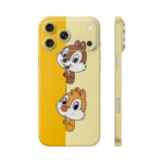 Adorable Chipmunk Cartoon Yellow Phone Skin | Cute Dual Character Design for Stylish Protection