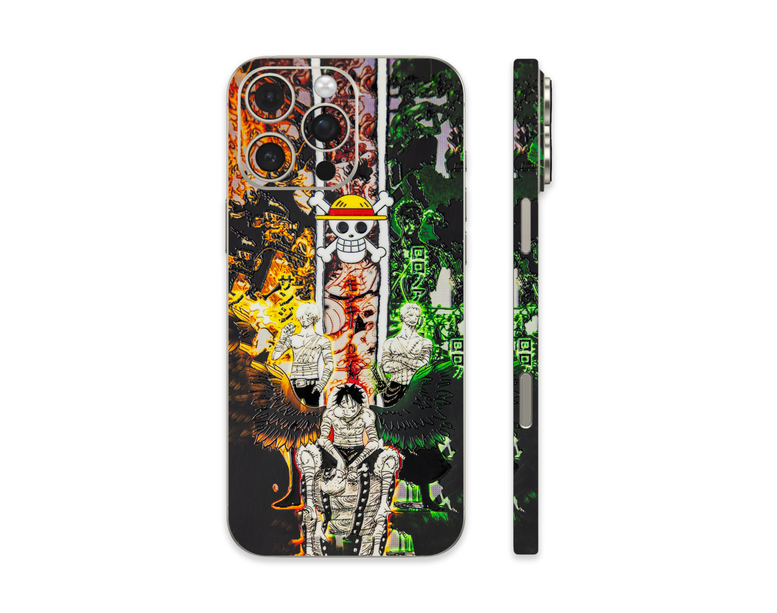 4 Dual Aura Pirate – Fire & Shadow Anime iPhone Skin - Image 1