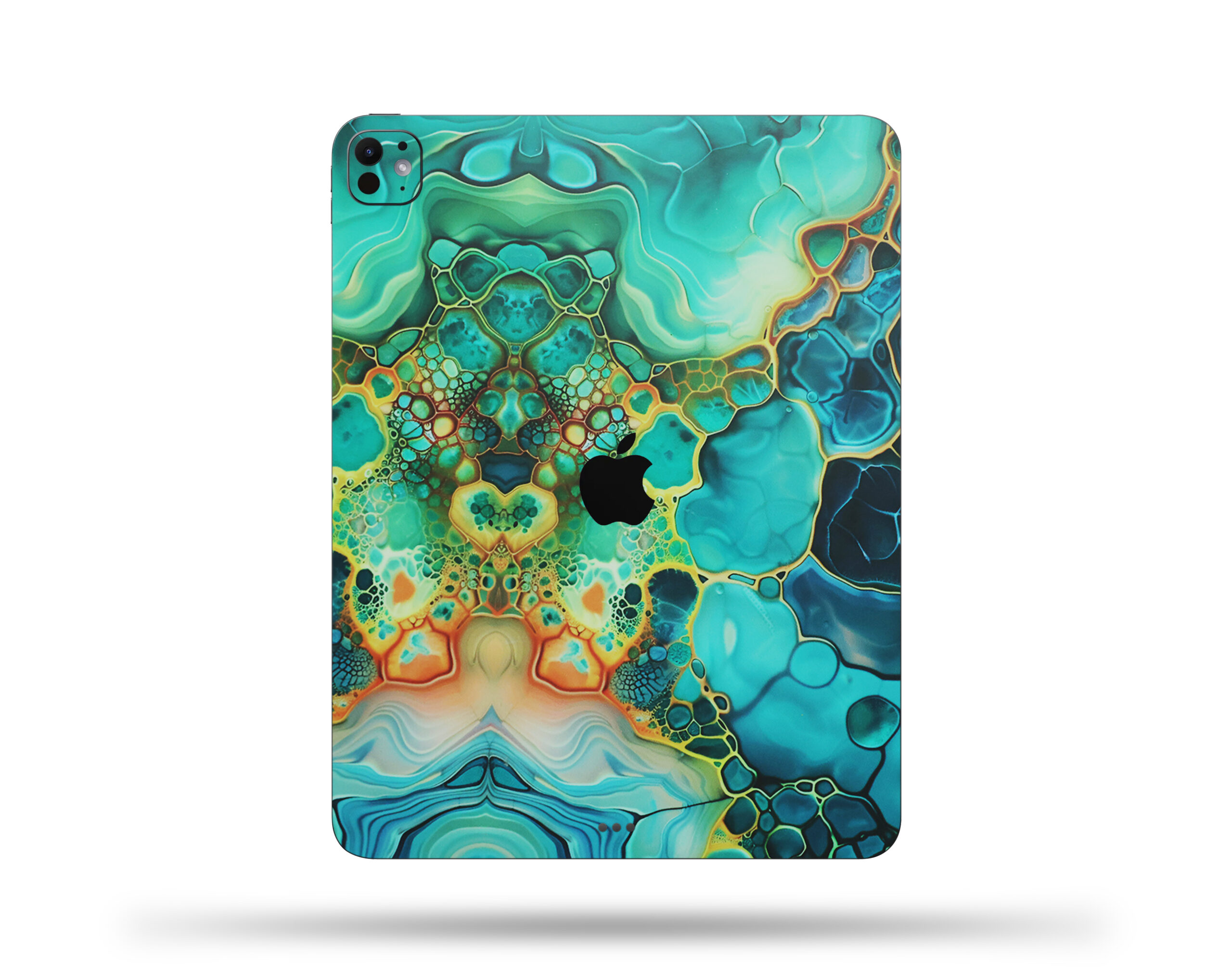 7 Aqua Geode Fusion premium abstract turquoise ocean marble vinyl skin for Apple iPad with luxury resin art design.