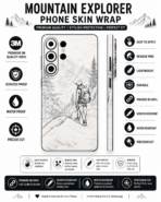 Mountain Explorer Sketch Phone Skin Wrap - Image 2