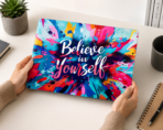 Believe in Yourself – Vibrant Motivational Splash Laptop Skin - Image 2