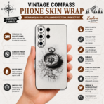 Vintage Compass Map Phone Skin Wrap - Image 2