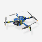 Liquid Neon Waves Skin for DJI Mini 4 Pro – Vibrant Blue & Yellow Marble Vinyl Wrap