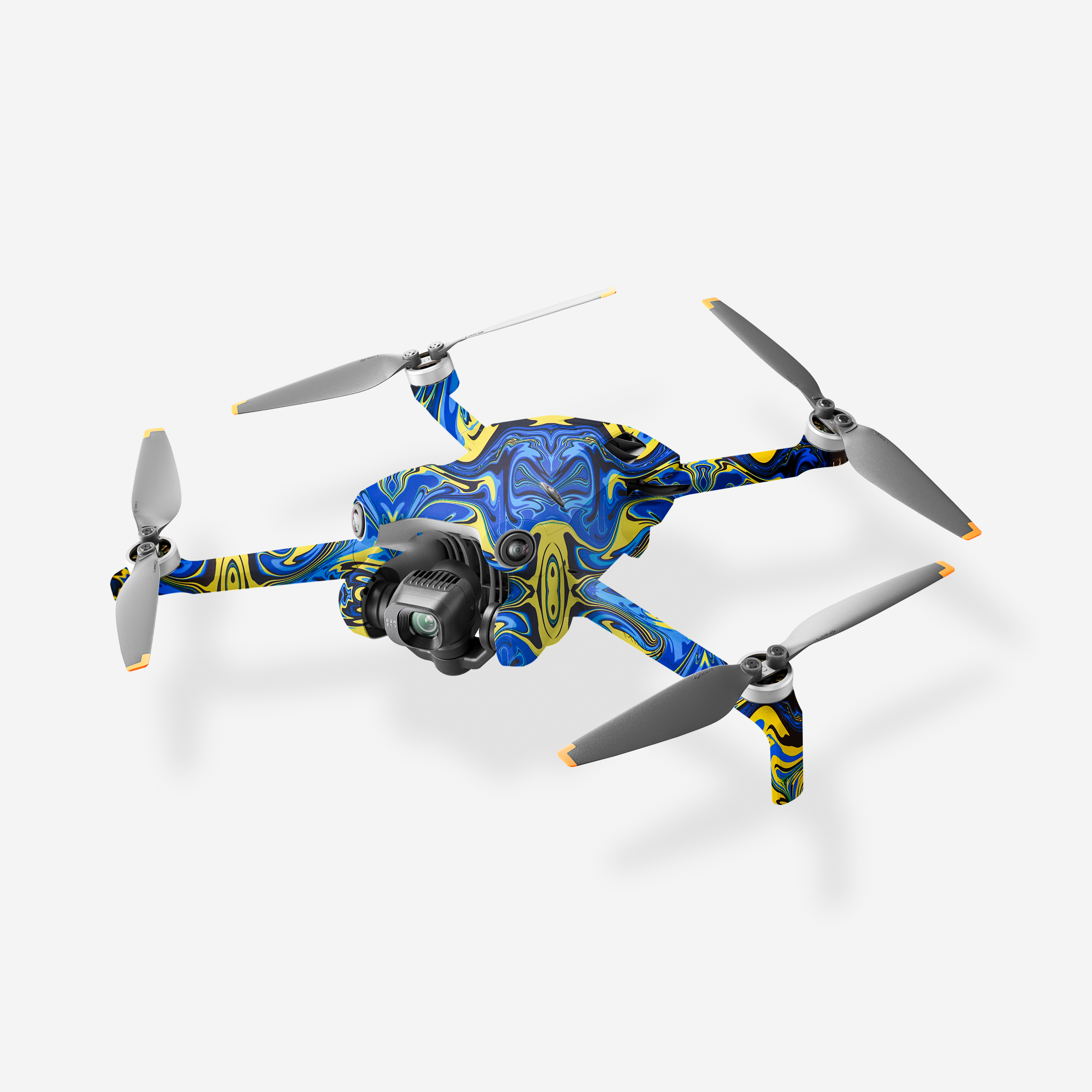 9 Liquid Neon Waves Skin for DJI Mini 4 Pro – Vibrant Blue & Yellow Marble Vinyl Wrap - Image 1