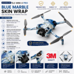 DJI Mini 4 Pro Blue Marble Skin Wrap – Premium Luxury Vinyl Decal - Image 2