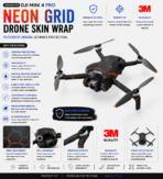 DJI Mini 4 Pro Neon Grid Skin Wrap - Image 2