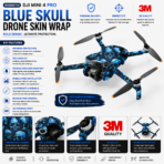 DJI Mini 4 Pro Blue Skull Skin Wrap - Image 2