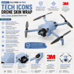 DJI Mini 4 Pro Tech Icons Skin Wrap - Image 2