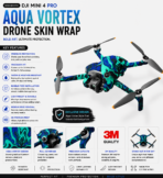 DJI Mini 4 Pro Aqua Vortex Skin Wrap - Image 2