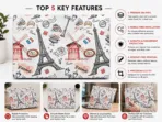 Paris Travel MacBook Skin | Eiffel Tower & French Café Vinyl Wrap - Image 2