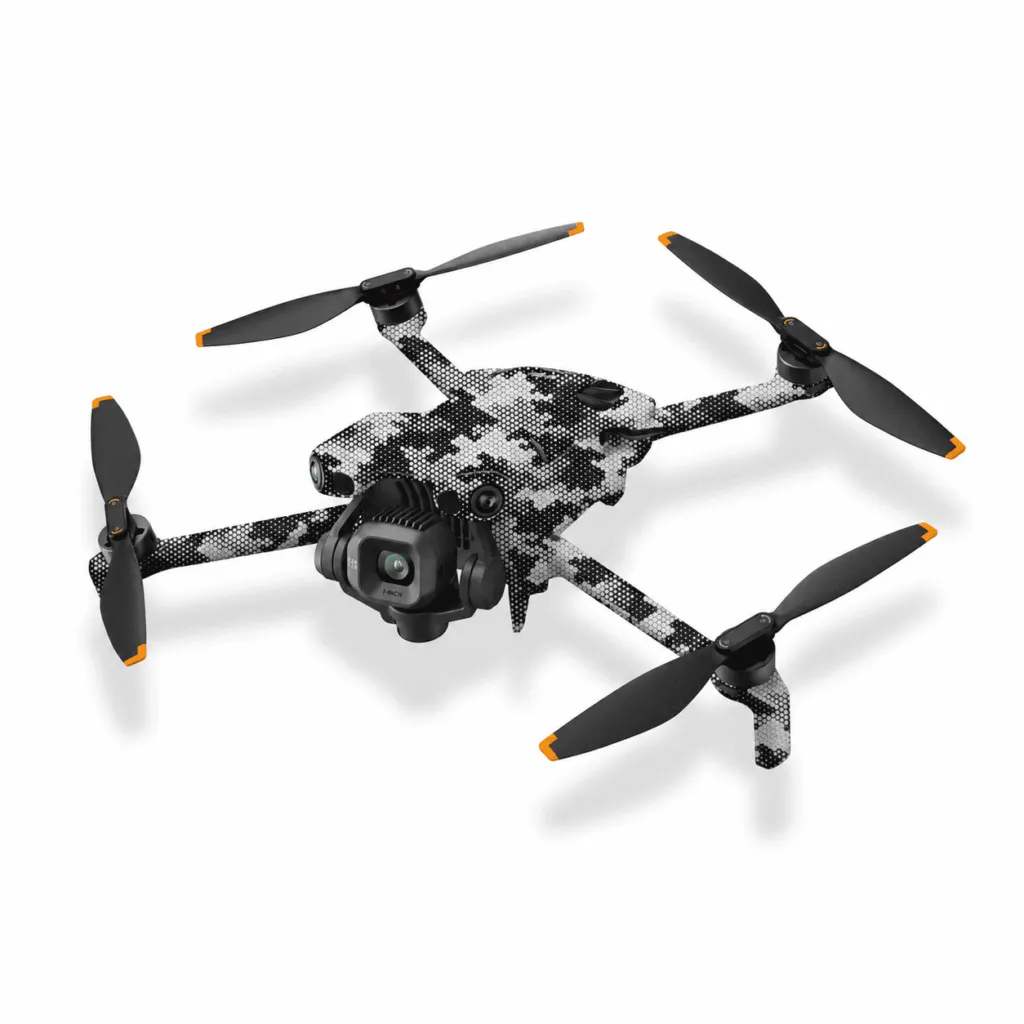 DJI Mini 5 Pro Skin – Black & White Digital Dot Matrix Camo Wrap | Precision Cut Drone Decal