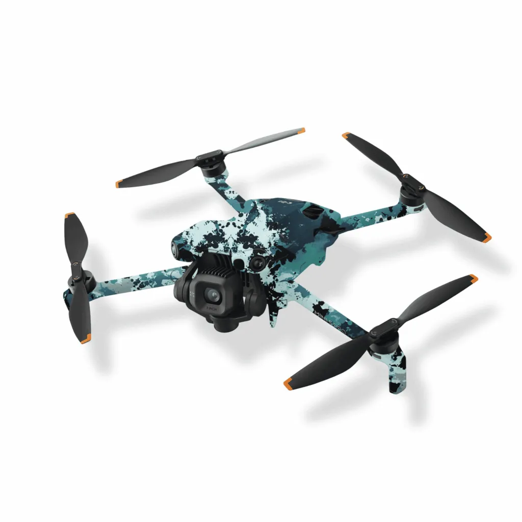 DJI Mini 5 Pro Skin – Arctic Splash Camo Ice Blue & Teal Drone Wrap