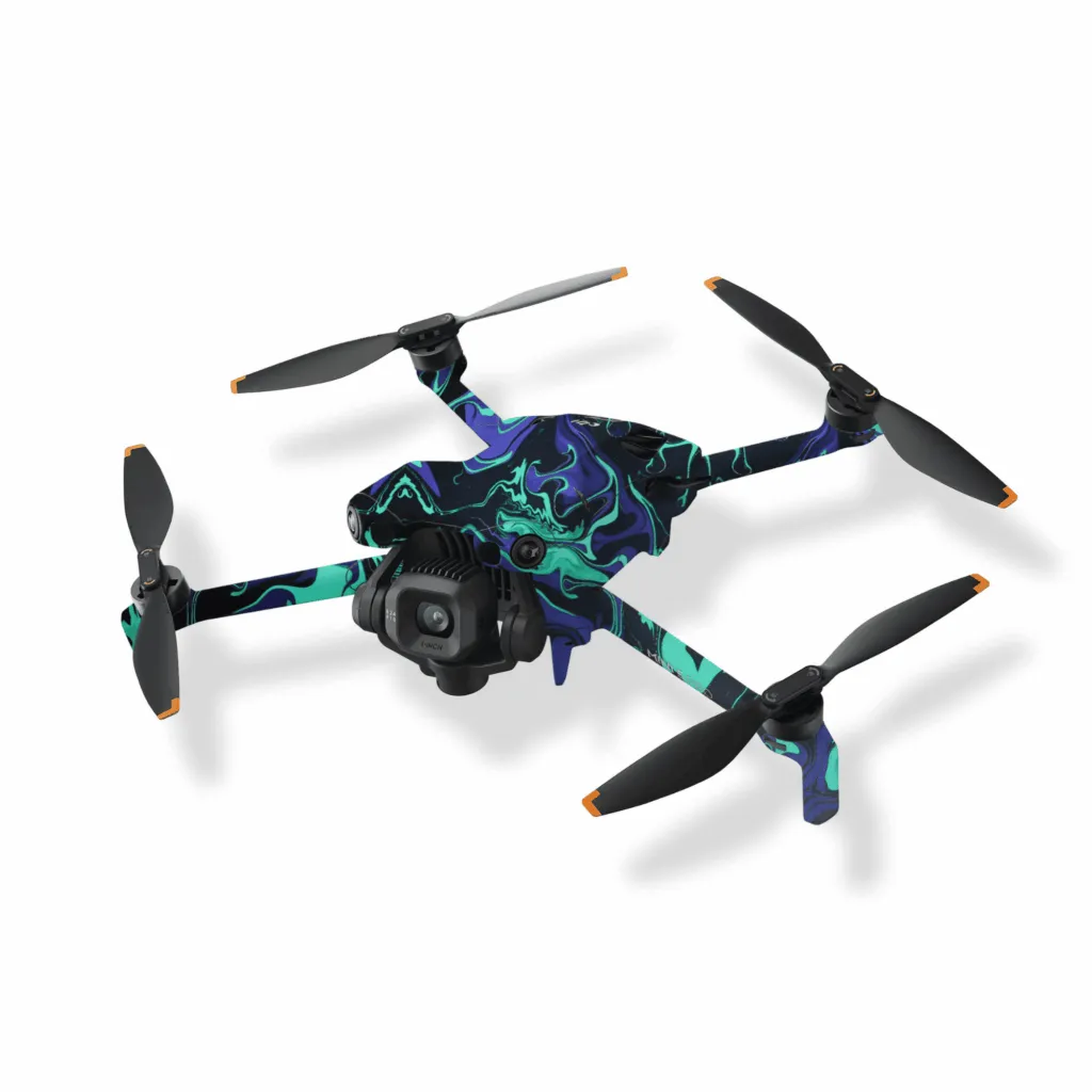 DJI Mini 5 Pro Skin – Neon Abyss Marble Blue & Teal Drone Wrap