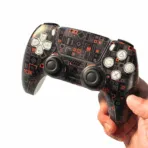 CyberGrid – Black & Red Geometric PS5 Controller Skin - Image 4