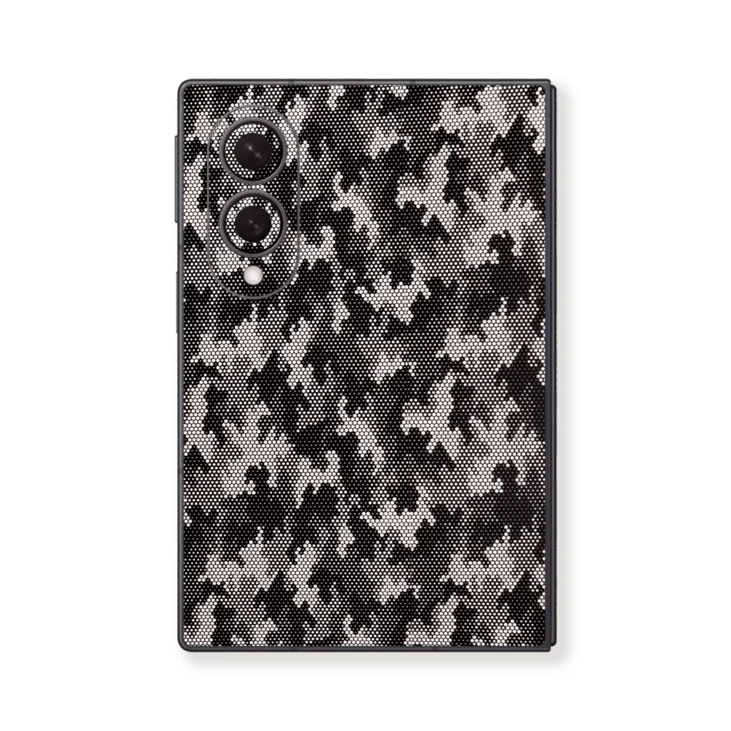 Samsung Galaxy Z Fold 8 Black & White Pixel Camo Skin